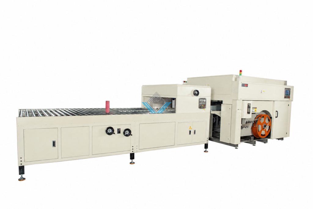 Máy bó thùng carton tự động chèn giấy cạnh
